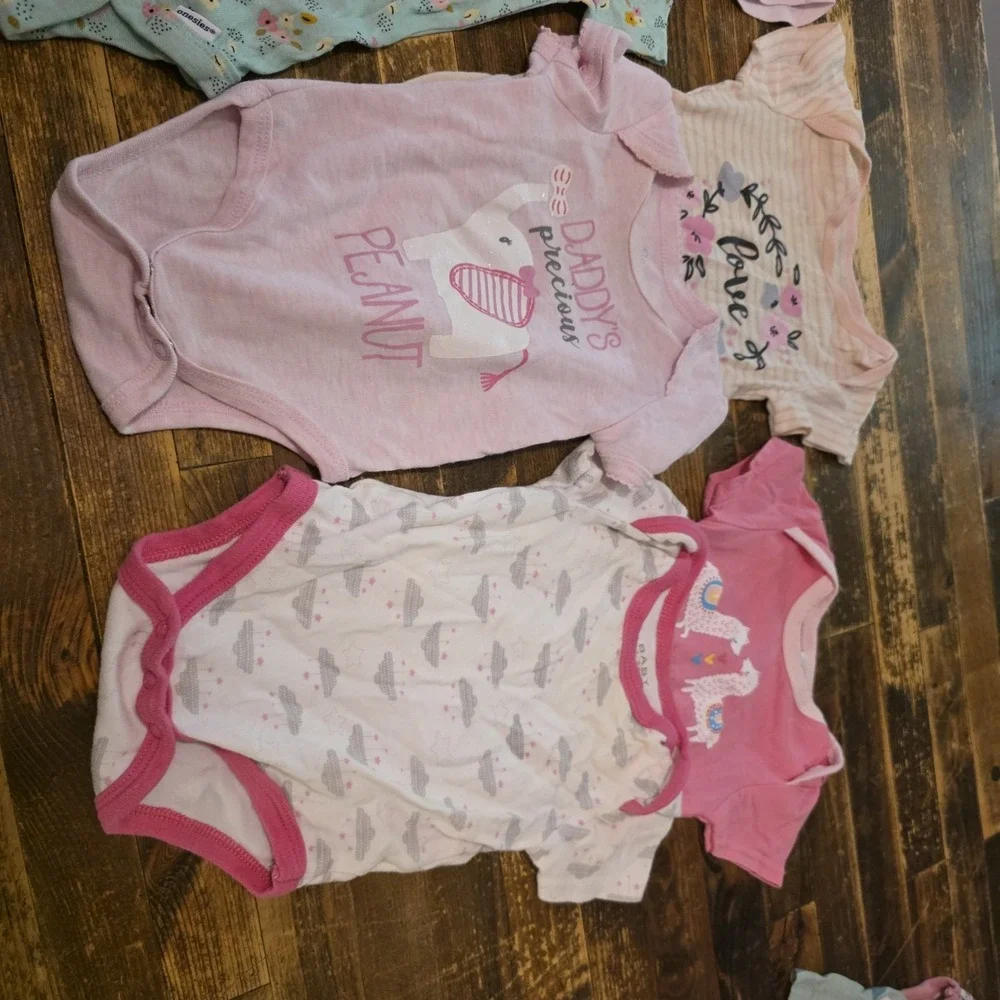 Baby Girl 3-6 Mo Bodysuit 12pc Lot Pajamas Pastels One Piece Bundle Newborn